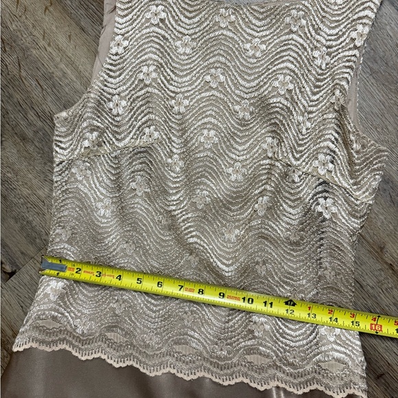 Cachet • 2 Piece Champagne Lace Satin Gown - Picture 4 of 16